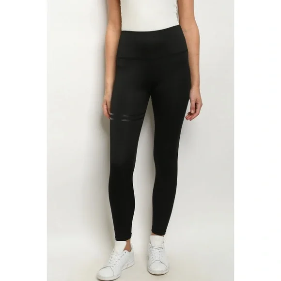 Black high waisted workout leggings - Picture 1 of 5